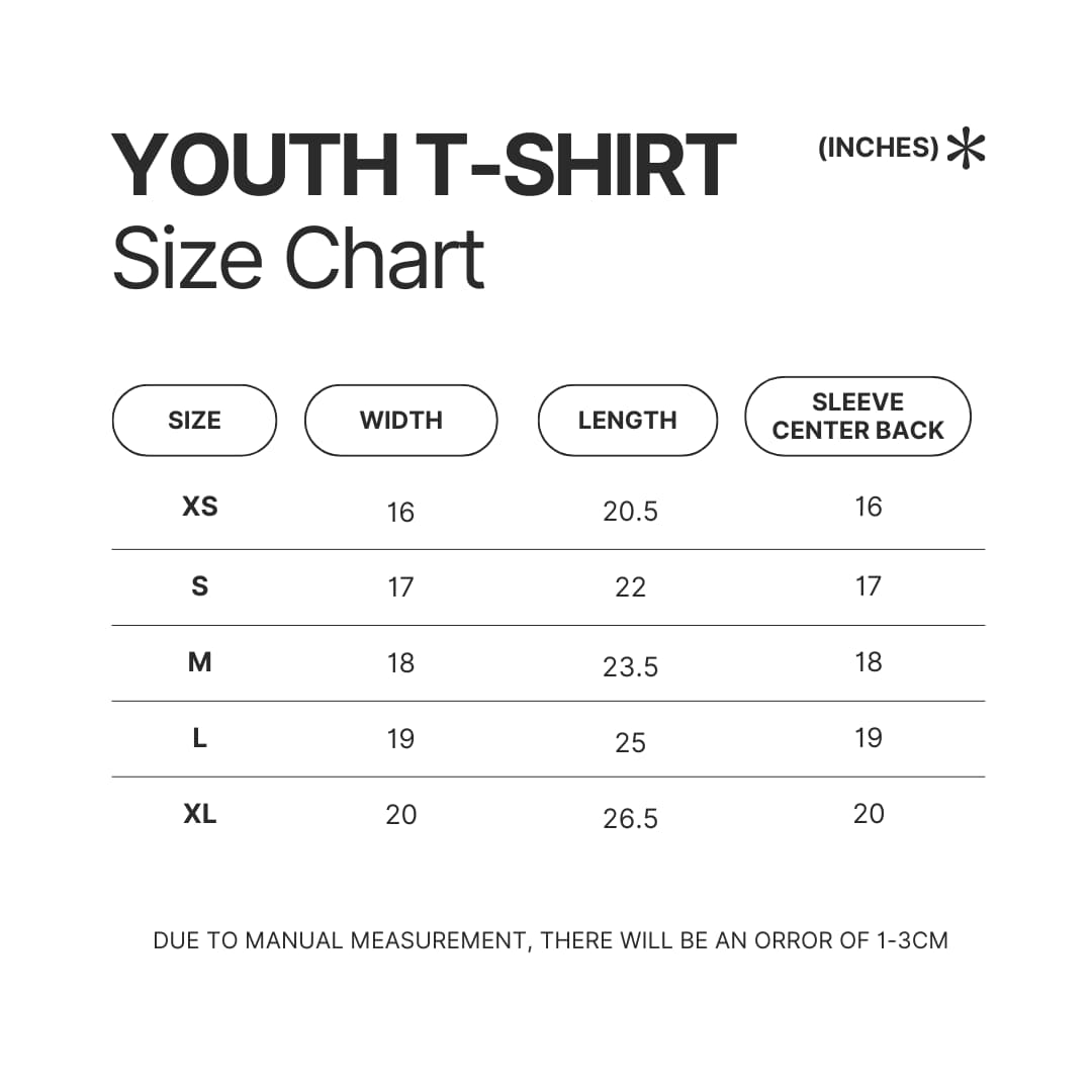 Youth T shirt Size Chart - Rain World Store